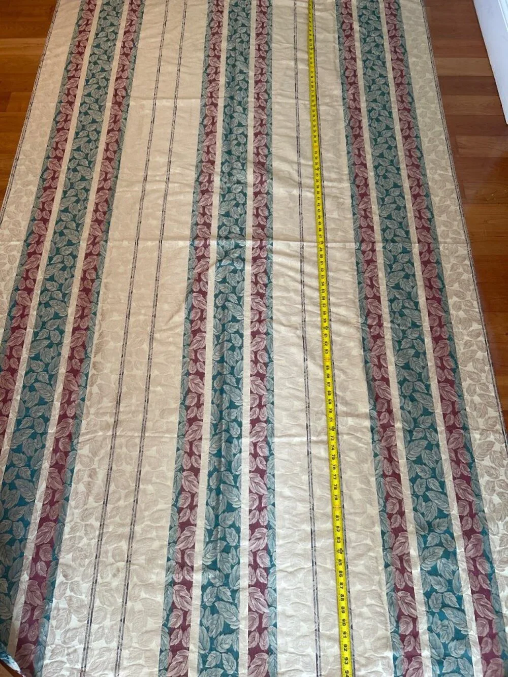 Vintage 90s Fall Leaves Tablecloth 60x95 Gold Teal Burgundy Autumn Decor